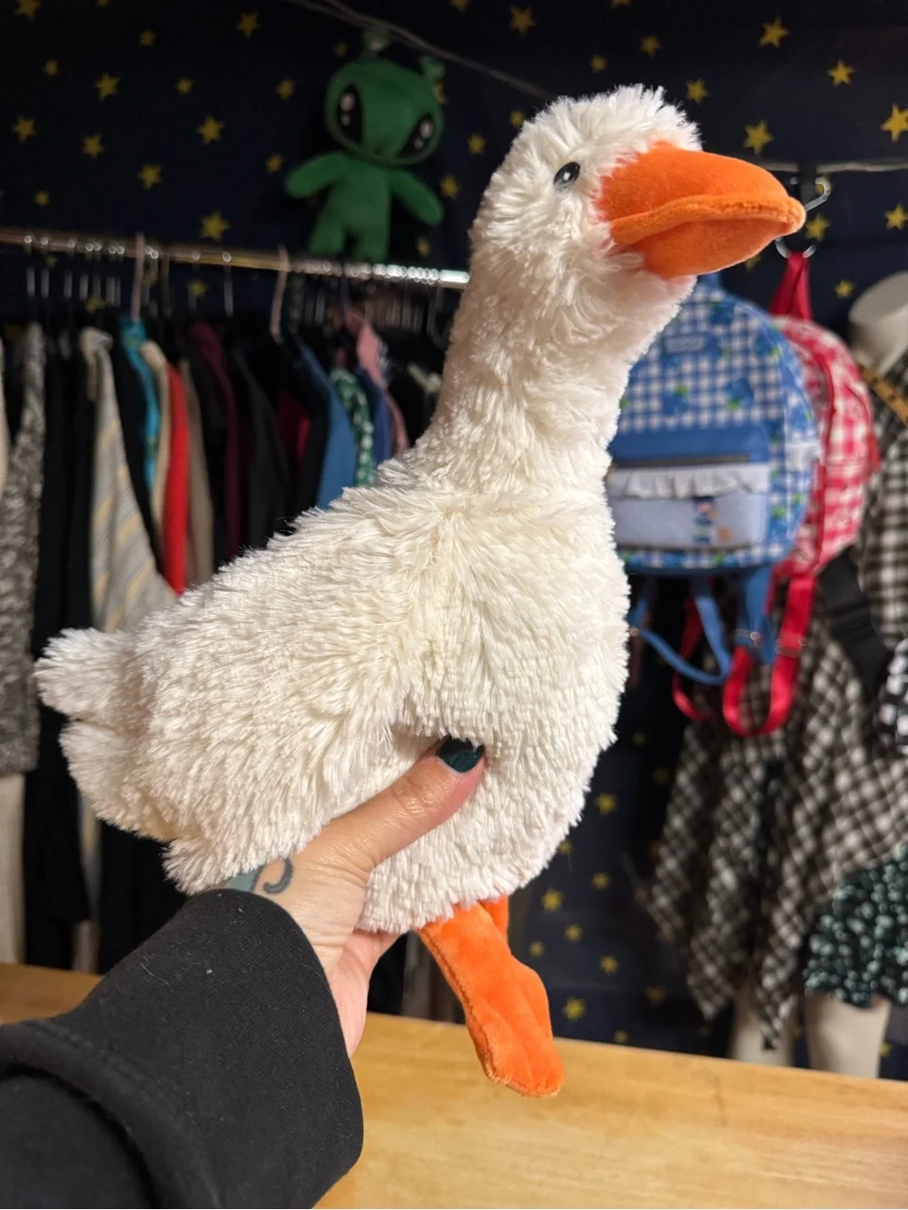 Plush White Goose with Orange Beak and Feet - Picture 3 of 4